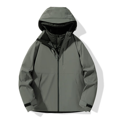 Men's Outdoor Jacket 90% Duck Down Filled Parka with Detachable Shell All-Season Waterproof Hiking Coat