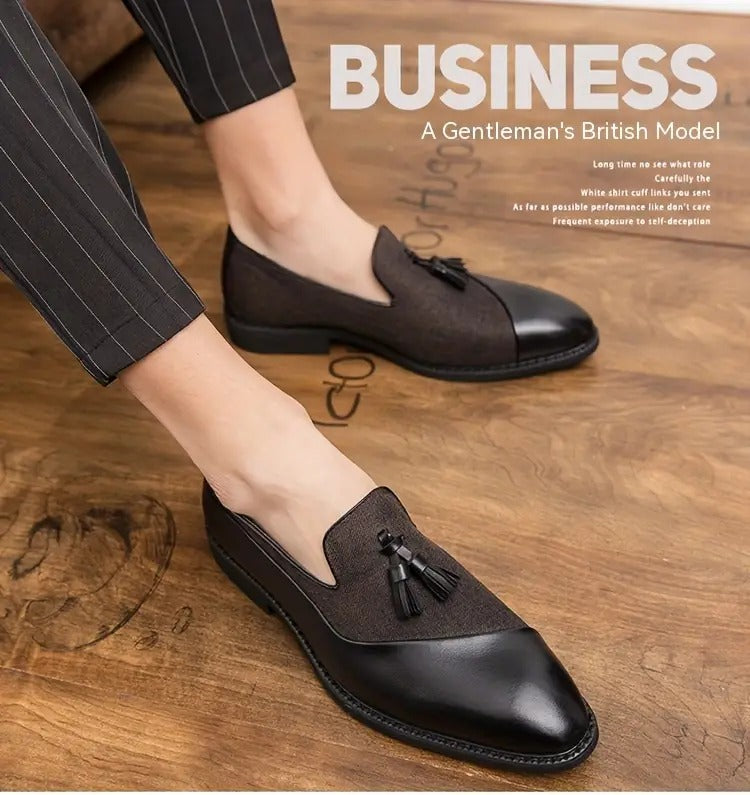 Men's Vintage Slip On Tassel Loafer Shoes Comfy Non Slip Rubber Sole Casual Dress Shoes | 1109-58