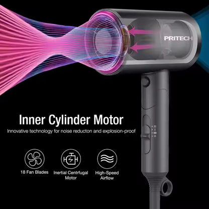 PRITECH High-Speed Travel Folding Hair Dryer DC Motor & Cool Shot Function | TC-2357