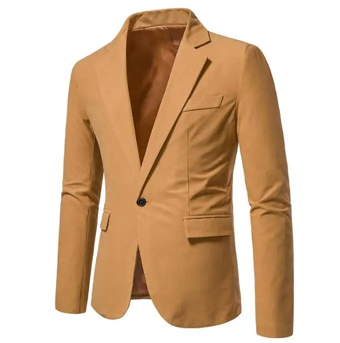 Veste de costume en daim à col en V pour homme, veste de costume à un bouton, veste de costume de mariage, manteau de blazer formel | 1314X02 