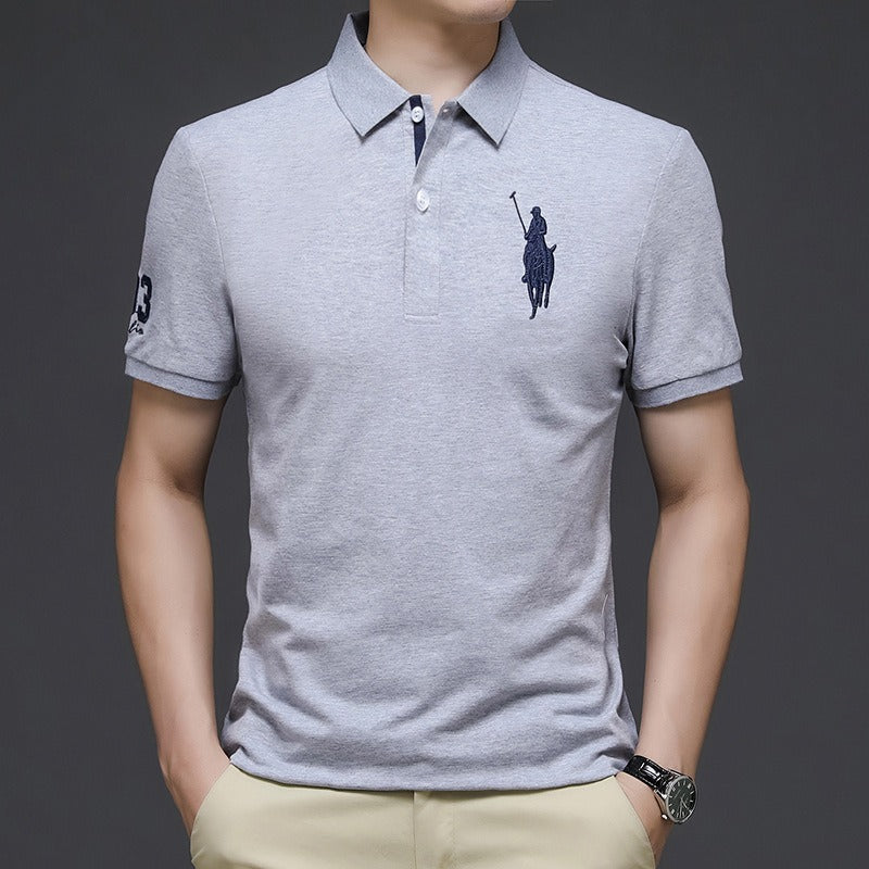 Trendy Embroidered Polo Shirt Short Sleeve Lapel Loose-Fit T-Shirt for Casual Style | K654