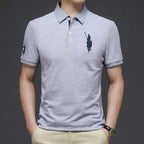 Trendy Embroidered Polo Shirt Short Sleeve Lapel Loose-Fit T-Shirt for Casual Style | K654