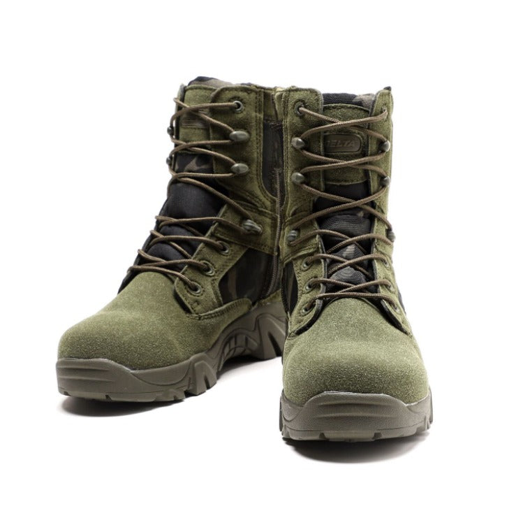 Men's Green Camouflage Delta Tactical Boots Thick Padded Collars Suede Combat Military Grade Shoes