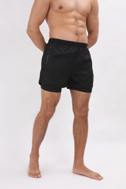 Men Summer Polyester 2 in 1 Quick Dry Short Joggers Workout Running Gym Shorts | DK-903