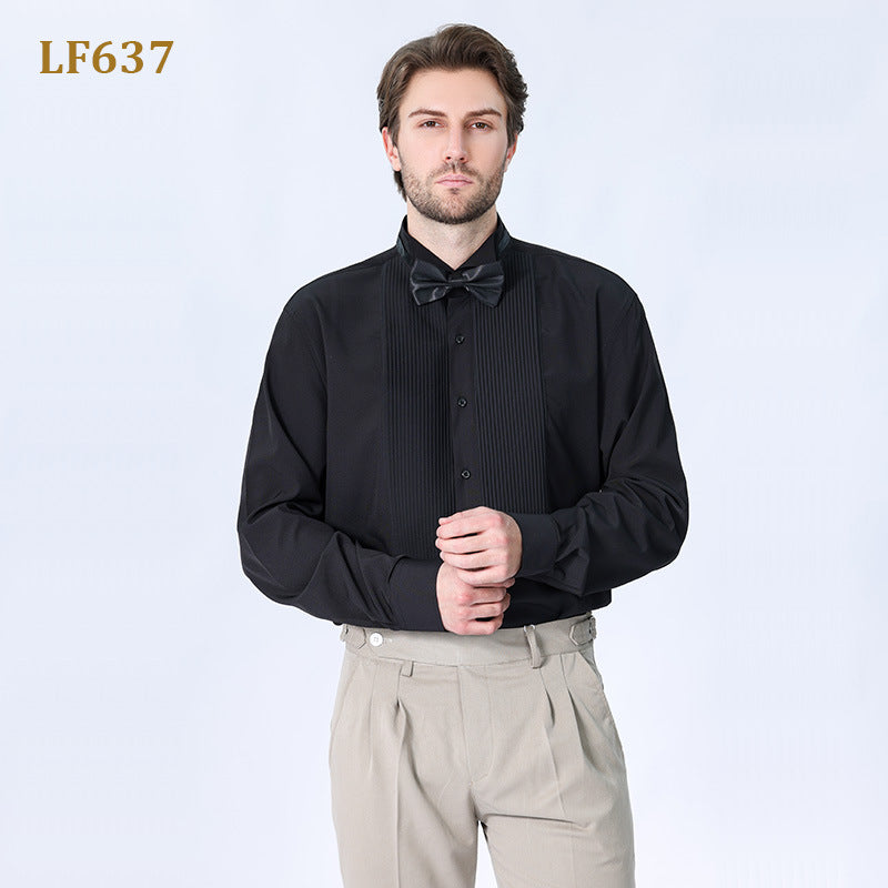 Camicia da uomo con doppia pieghe, elegante camicia francese da lavoro di alta qualità | LF631 