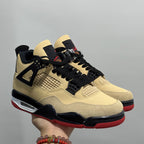 AJ4 Suede Grey High-Top Basketball Sneakers Unisex Cushioned Retro Trainers with Glow Sole & Toon Design