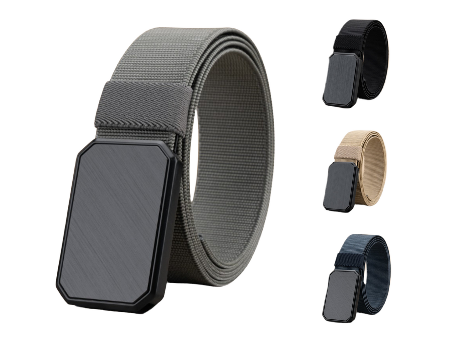 Men's Stretch Nylon Magnetic Metal Buckle Belt Elastic Jeans Belt