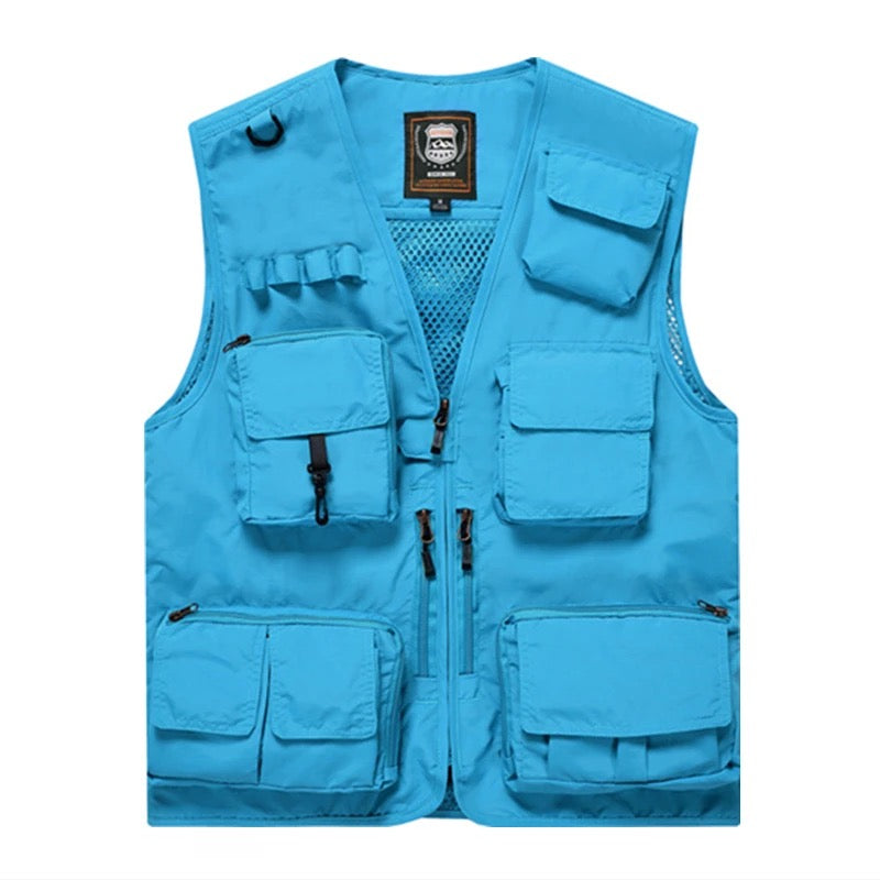 Gilet cargo multi-poches pour homme, pull de pêche pour escalade, camping, randonnée, été 