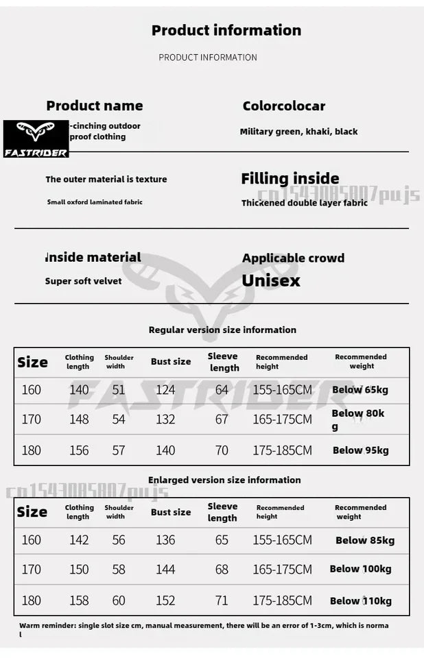 Winter Full Waterproof Thick Ski Suit Jacket Trouser Snow Windproof Fleece Jumpsuit Cold Weather Motorcycle Riding Suit