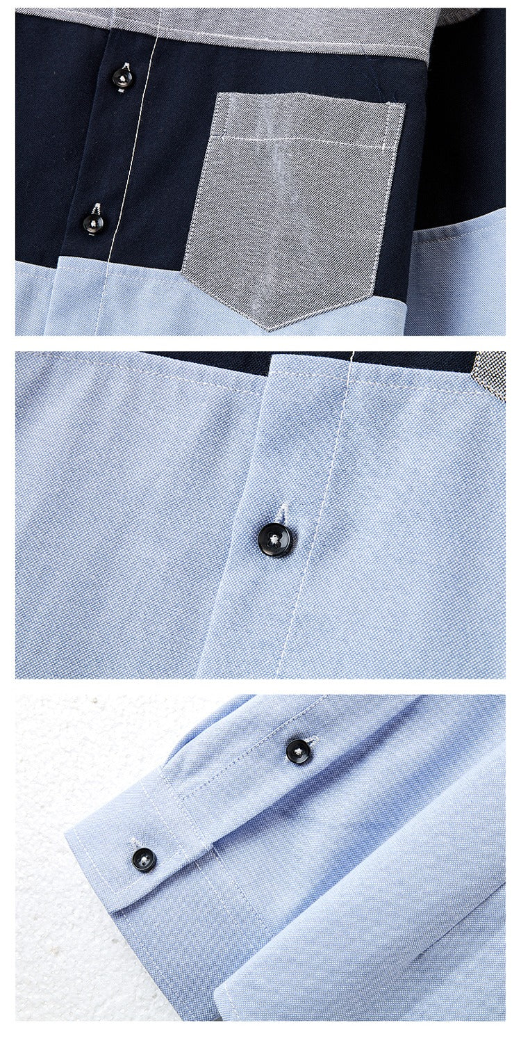 Men Denim Shirt Long Sleeve Slim Fit Color-Matching Casual Shirt | CS43