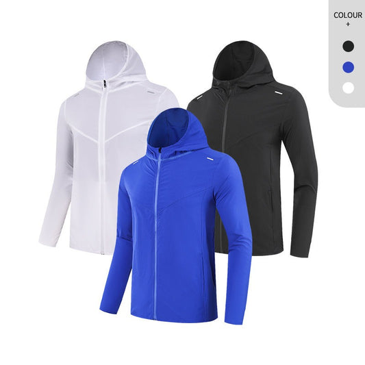 Uomo Premium Quality Riflettente Striscia Sport Corsa Cappuccio Top Impermeabile Esterno Windrunner Palestra Allenamento Giacche 