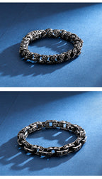 Men’s Stainless Steel Skull Bracelet Punk Motorcycle Ghost Head Design Titanium Steel Bracelet | KB120968-BDJX
