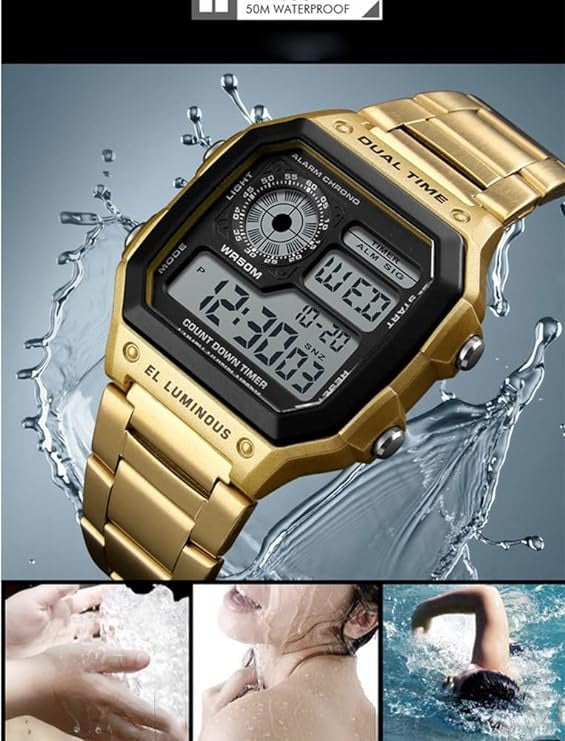 Mens digital clearance waterproof watch