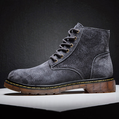 Men's British Retro Leather Ankle Boots Fashionable Thermal Outdoor Footwear | 8916