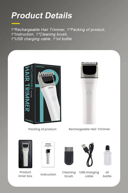 PRITECH Ceramic Blade Cordless Hair Trimmer 5000RPM Electric Hair Clipper for Men | PR-3340