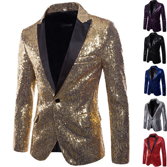 Blazer da uomo con paillettes, giacca da abito, adatta per matrimonio | X36-X20 