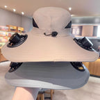 Unisex Cooling Fishing Fan Hat Summer Outdoor Adjustable Fan Bucket Hat with Face Cover - UV Protection