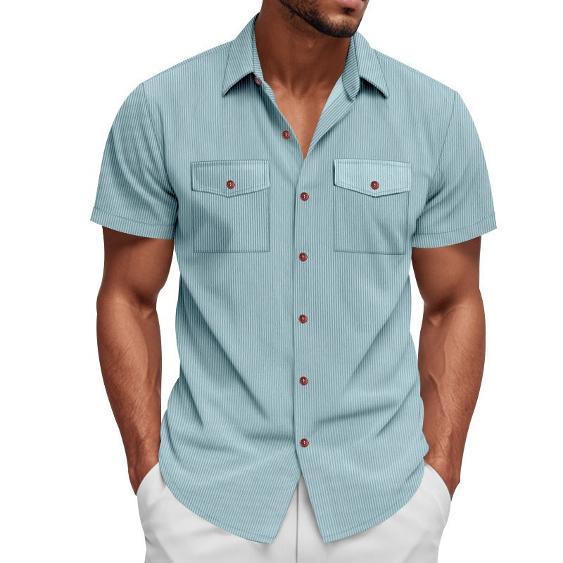Men's Heavyweight Corduroy-Texture Work Shirt - 2025 Summer Relaxed Fit Casual Top | YH-OB20
