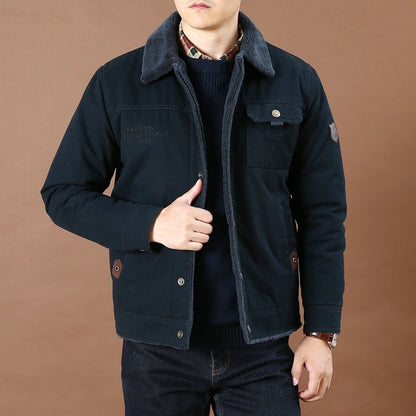 Men's Winter Faux Fur Lining Cotton Coat Casual Military Jacket | 3166