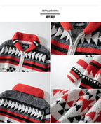 Men's Zipper Cardigan Jacket European & American Long Sleeve Lapel Jacquard Sweater | SY0012