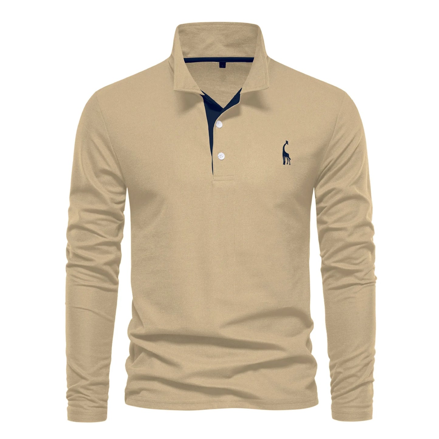 Men's Cotton Polo Shirt Fashion Casual Long Sleeve With Deer Embroidery Design T-Shirt For Men | T12