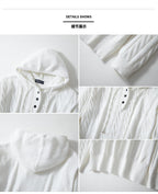 Men's Knitwear Twisted Drawstring Hooded Pullover Sweater 7-Needle Woolen Sweatshirt Jacket | SY0139