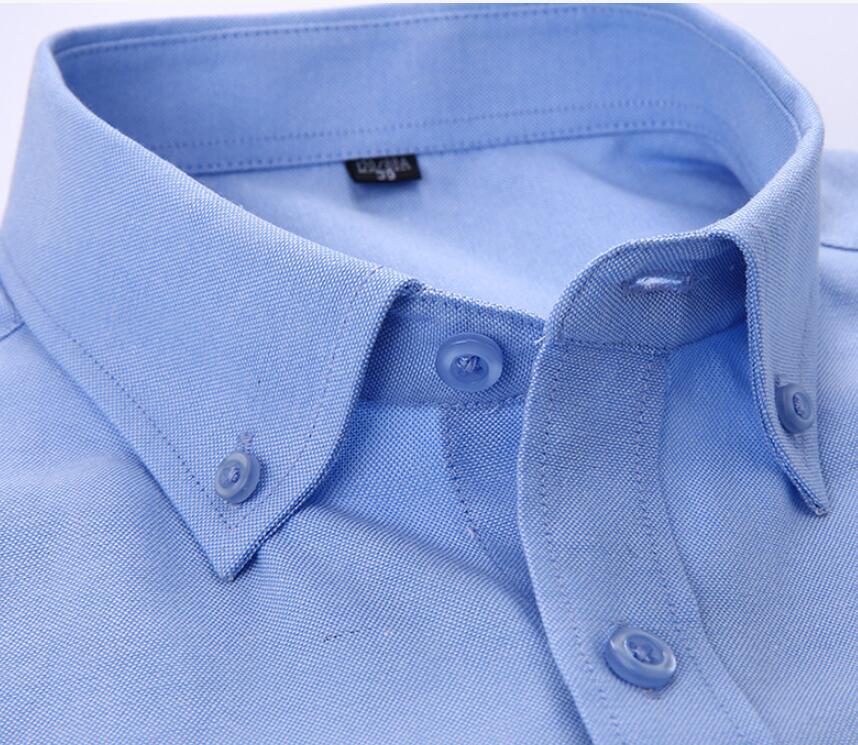 Camicia casual da uomo in Oxford filato tinta unita a maniche lunghe, abbigliamento autunnale | NJF 