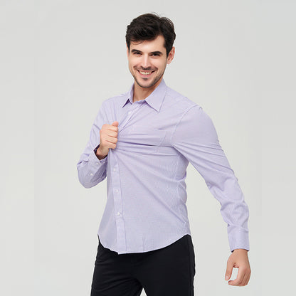 Chemises habillées pour hommes à manches longues, élastiques, froissées, formelles, d'affaires, Camisas | A7 