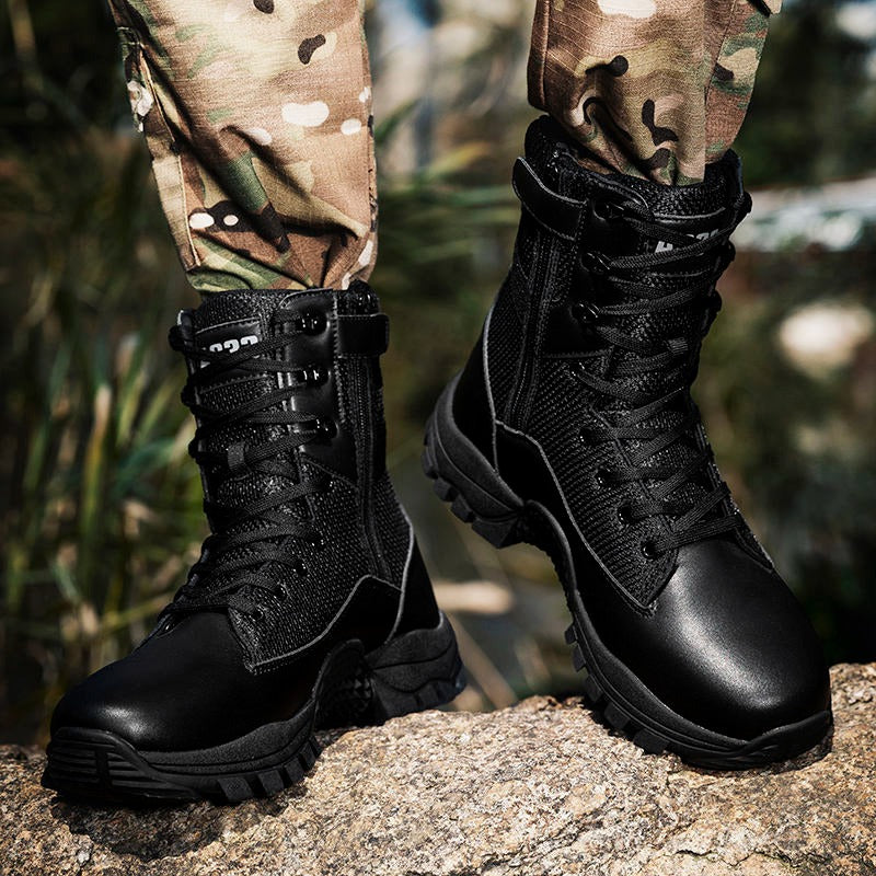 Chaussures tactiques d'extérieur pour hommes, bottes de police de sécurité pour la chasse dans le désert, bottes de randonnée imperméables et antidérapantes 