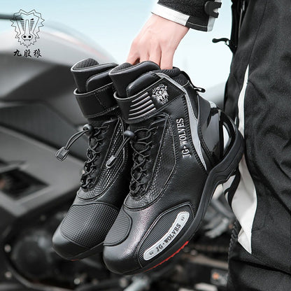 Designer Off-Road Racing Motocross Boots Waterproof, Anti-Slip, Breathable Leather Motorcycle Shoes | D98