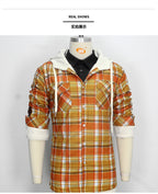 Men’s Premium Lightweight Flannel Hoodie – Stylish Cotton Shirt Jacket for Casual Comfort| SY0093