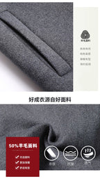 Men's Detachable Hooded Wool Jacket Windproof Mid-Length Coat Casual Thick Trench Coat | 1909-3