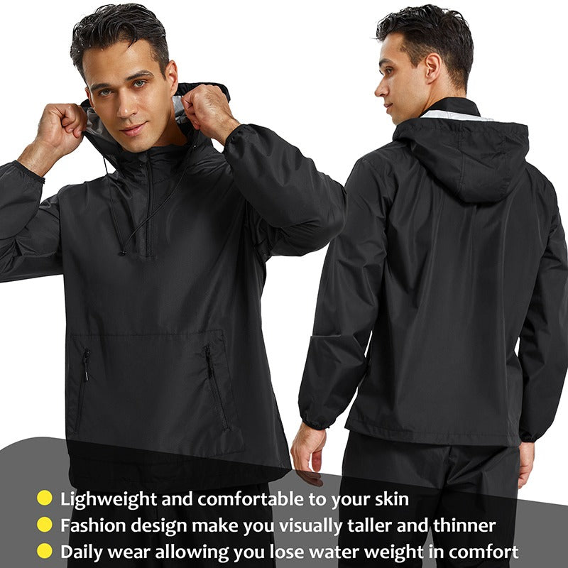 Men Workout Sweat Suit Jacket Fat Burner Top Sauna Sweat Hooded Jacket | 1.1