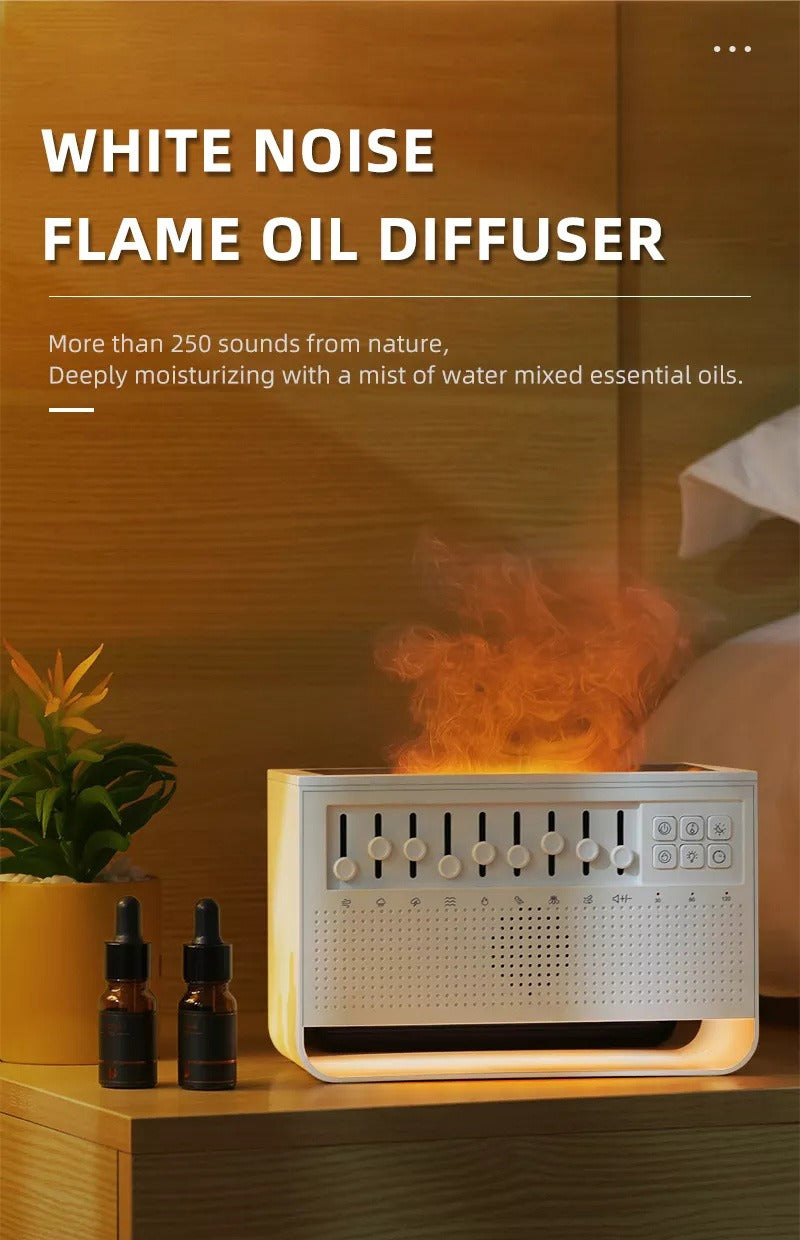 New Fancy Design 200ml Baby Care Sleeping Simulation 3d Fire Lamp Flame White Noise USB Music Essential Oil Diffuser | VR-WN03