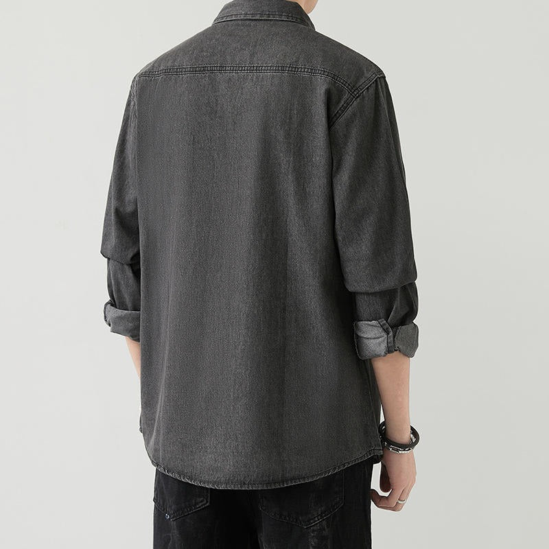 Men's Slim Fit Denim Long Sleeve Shirt Trendy Style Casual Work Jacket Shirt | MT8003