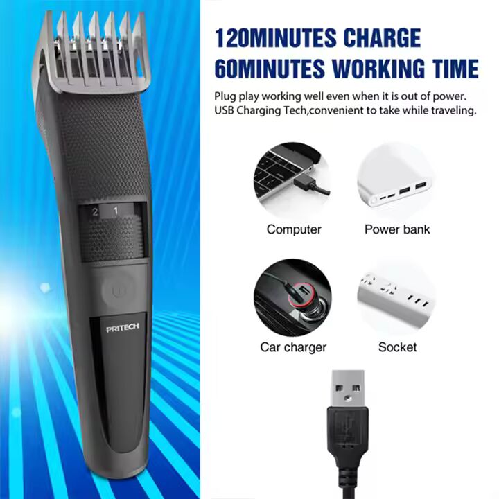 PRITECH USB Rechargeable Professional Hair Trimmer Cordless Beard Trimmer Electric Hair Clipper For Men | PR-2228