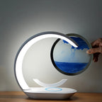 Multifunctional 3D Sand Glass Night Light LED Lamp with 15W Wireless Charger for Bedroom | D25