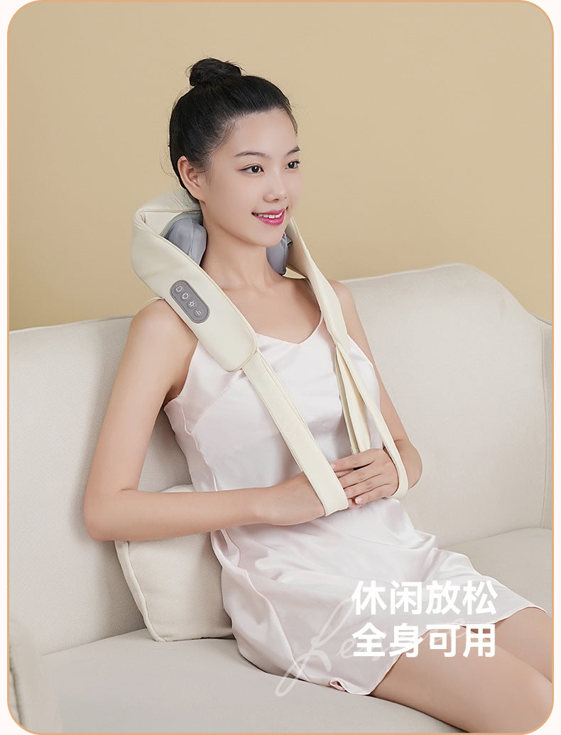 Neck Massager Kneading With Heat Rechargeable Cordless Electric Massage Pillow Deep Tissue Massage