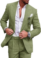 Men's 2 Piece Suit Plus Size Linen-Blend Slim-Fit Suit Set - 2025 Spring Single Breasted Light Business Attire | 801