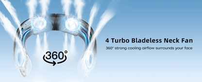 Bladeless 4 Turbo Portable Neck Fan USB Rechargeable Fan 360° Cooling Airflow | S8