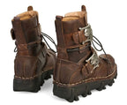 Men's Genuine Leather Harley Boots | Skull Design Motorcycle Ankle Boots | Waterproof & Anti-Slip Work Boots | 1809