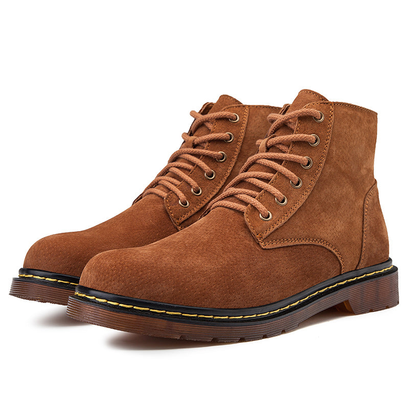 Men's British Retro Leather Ankle Boots Fashionable Thermal Outdoor Footwear | 8916