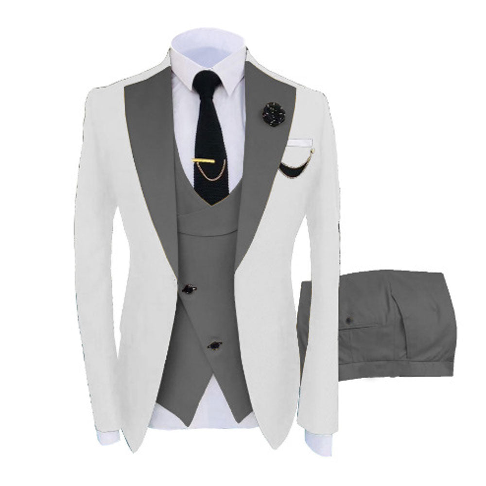 Men Custom Made Two-Color Suit 3 Pieces Tailored Groom Wedding Slim Fit Blazer Jacket Vest Pants Set Tuxedo Suits| LR908