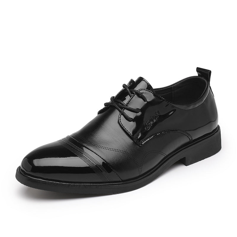 Scarpe da uomo in pelle PU nera lucida, casual, per eventi e matrimoni, comode e formali, stivali da lavoro eleganti | 28008 