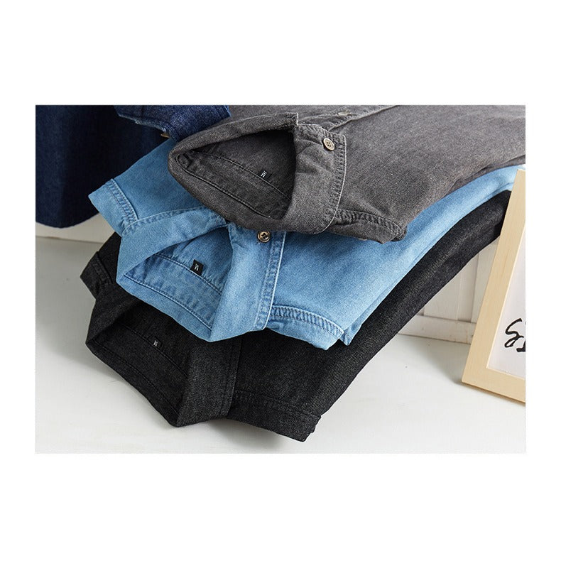 Men's Slim Fit Denim Long Sleeve Shirt Trendy Style Casual Work Jacket Shirt | MT8003