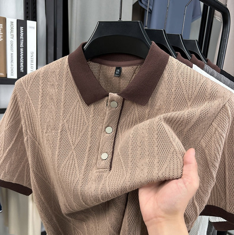 Men's Oversize Polo Shirt | Casual Golf Knit Tee Breathable Polo Shirt |