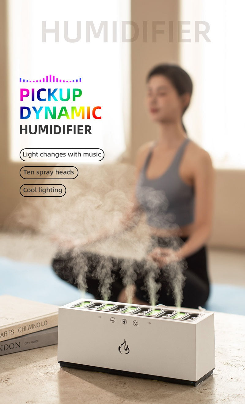 New Design 10 Nozzle Humidifier & Aroma Diffuser Dynamic Sound Pickup USB H2O Essential Oil Air Humidifier | KJR-273