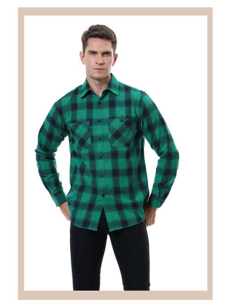 Men's Plaid Flannel Grinding Warm Shirt – European & American Casual Style | flr