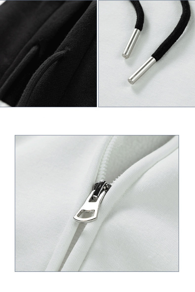 Men’s Casual Zipper Cardigan Jacket Woven Sports Hoodie Sweatshirt | JQN-3243