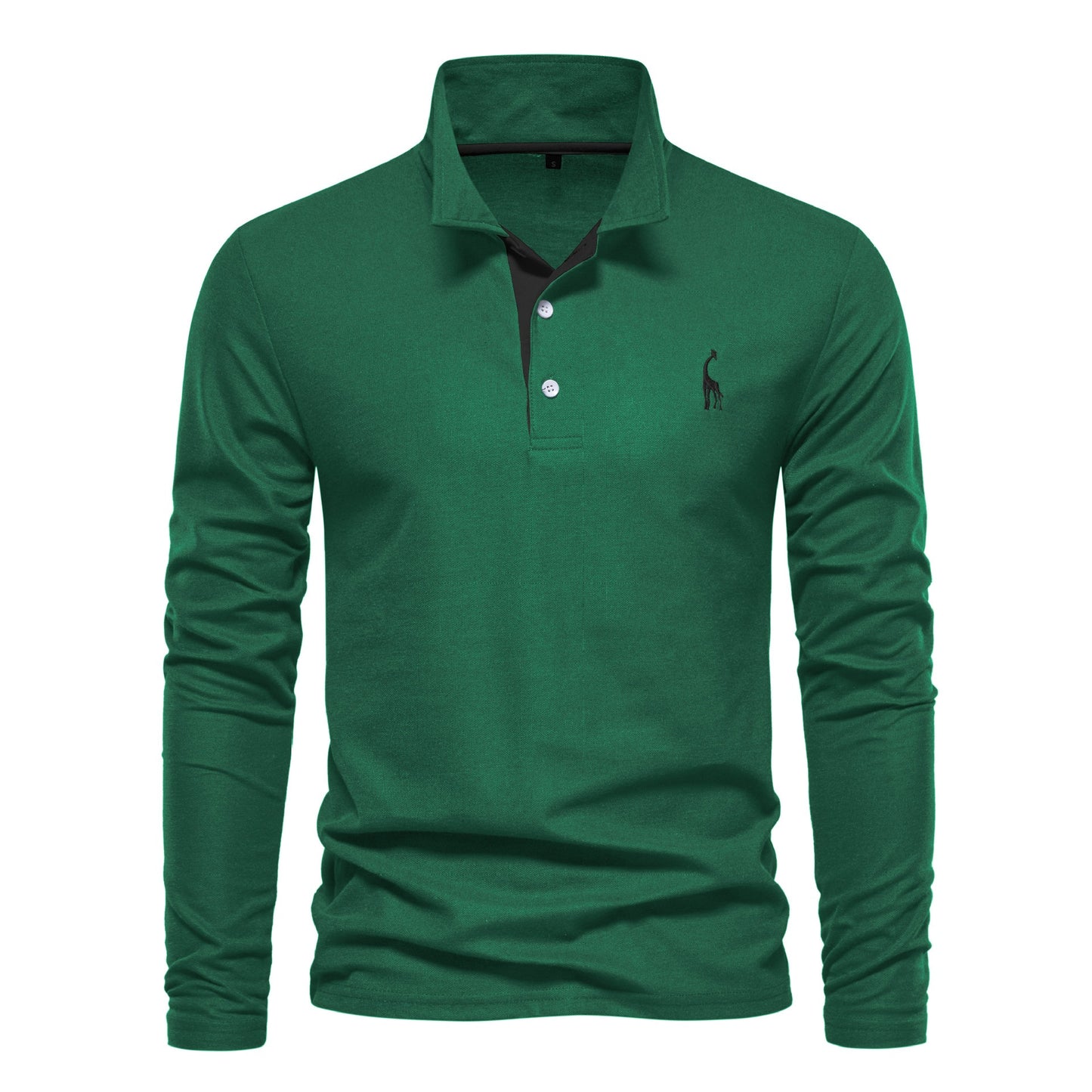 Men's Cotton Polo Shirt Fashion Casual Long Sleeve With Deer Embroidery Design T-Shirt For Men | T12